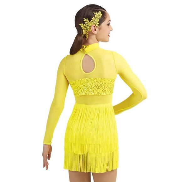 Dance Costume Large Child Red Weissman 11041 Jazz Sequin Fringe - Picture 2 of 4